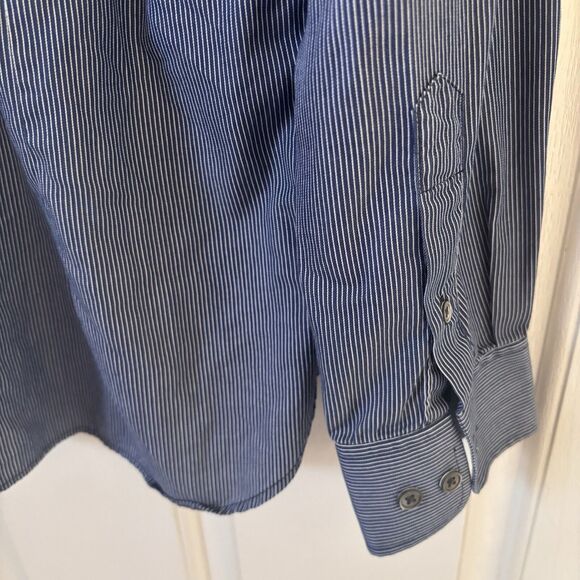 John‎ Varvatos Mens Dress Shirt Preppy Slim Blue 16 (34-35) Designer USA Luxury - Picture 10 of 11